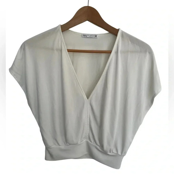 Tops - 4/20$ Zara see through off  white crop top size small